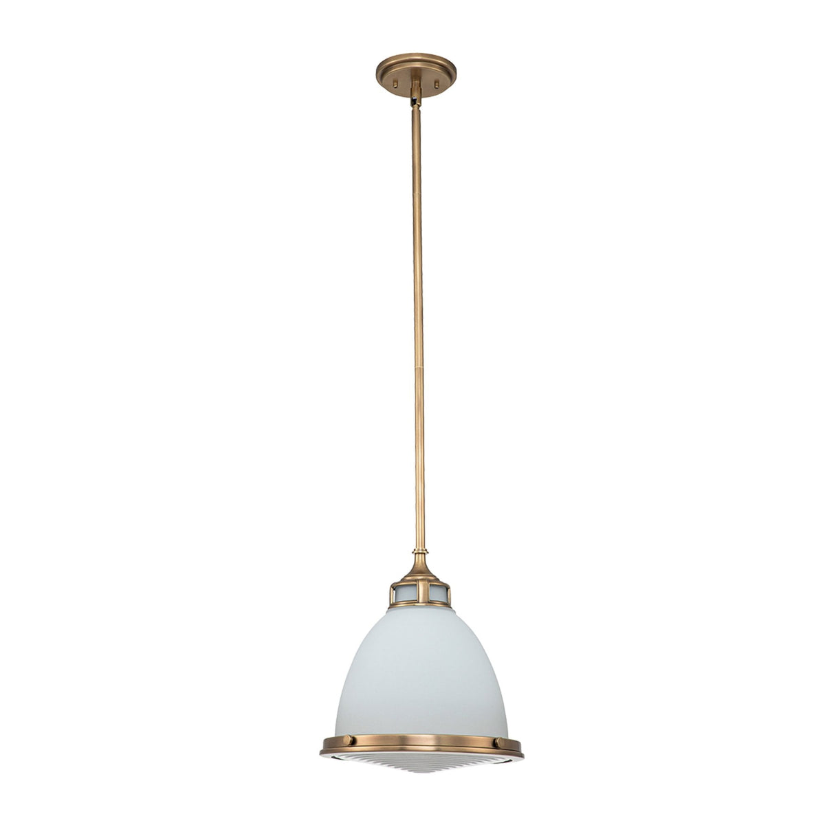 Amelia Medium Pendant in Etched Glass & Heritage Brass