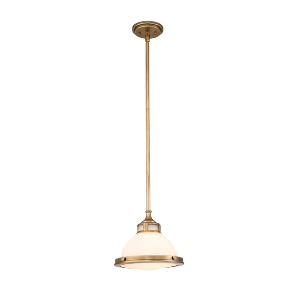 Amelia Mini Pendant in Etched Glass & Heritage Brass
