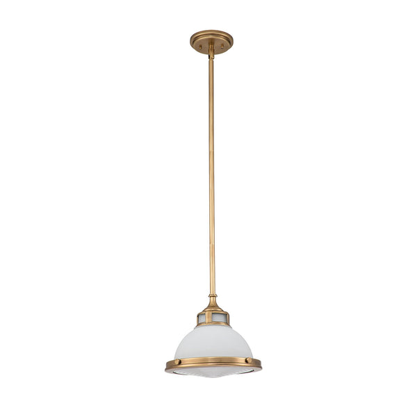 Amelia Mini Pendant in Etched Glass & Heritage Brass