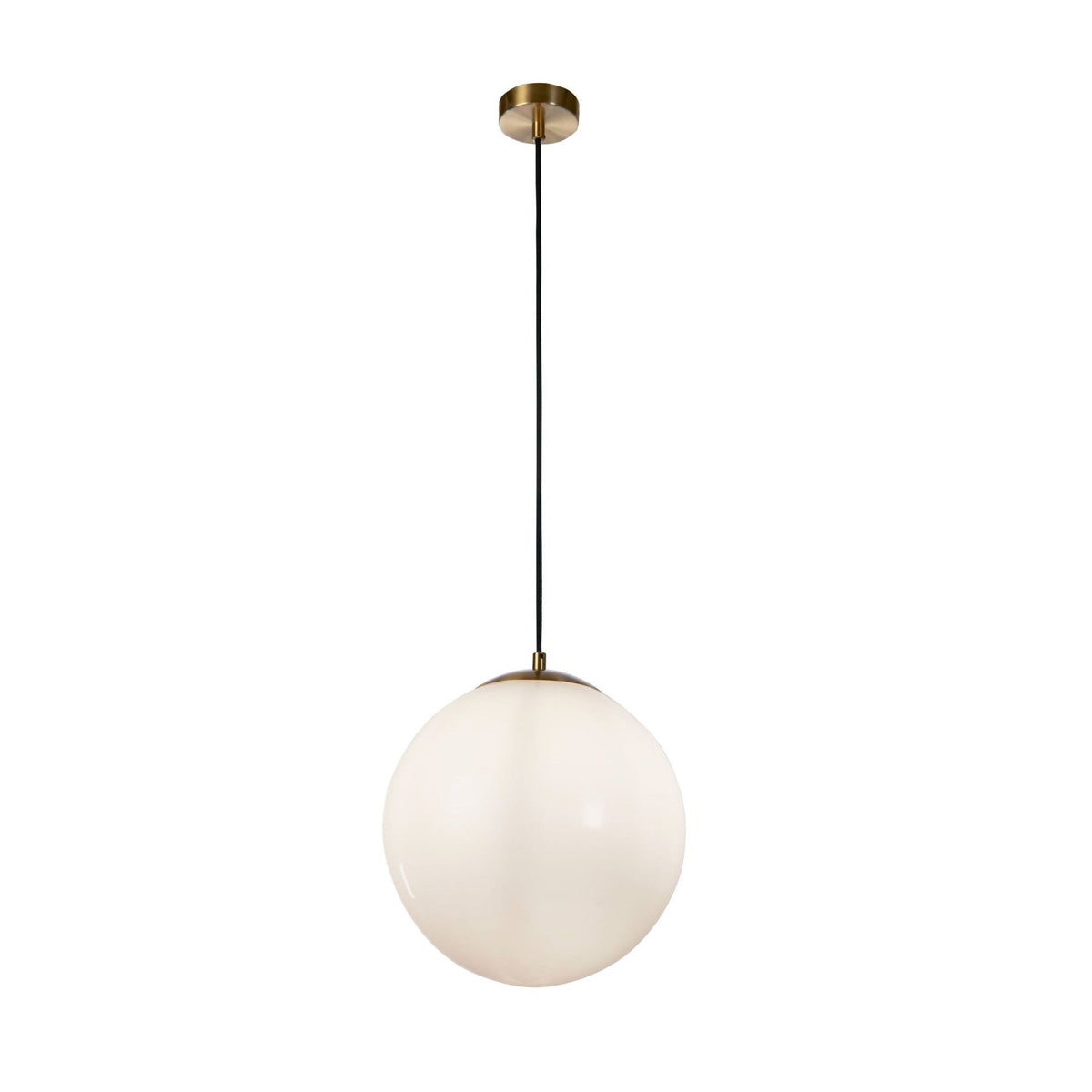 Atom II Small Pendant In Satin Brass With Opal Glass Shade