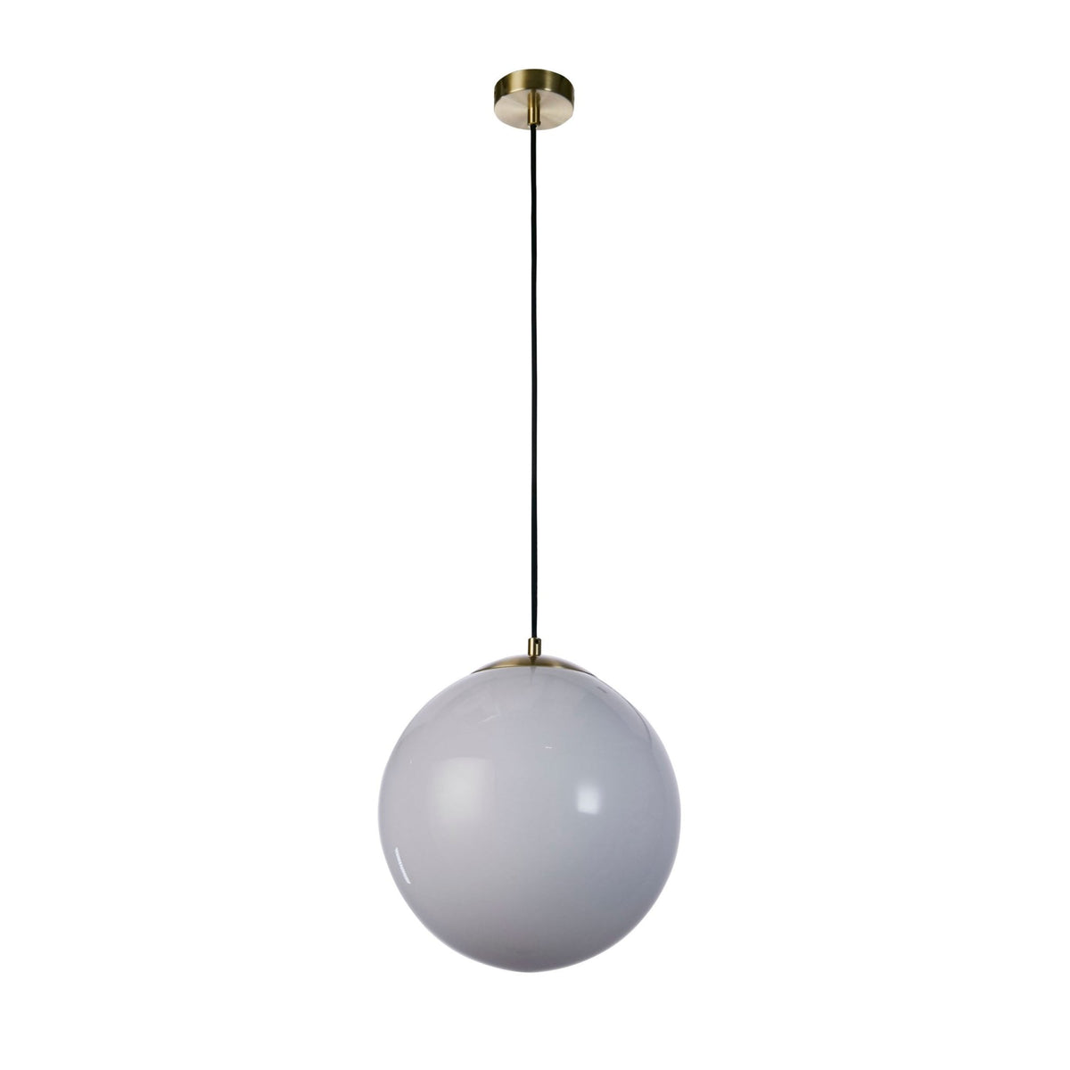 Atom II Medium Pendant In Satin Brass With Opal Glass Shade