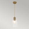 Douille Single Light Pendant in Aged Brass with Ribbed Glass Shade