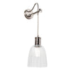 Douille Single Wall Light in Polished Nickel with Ribbed Glass Shade