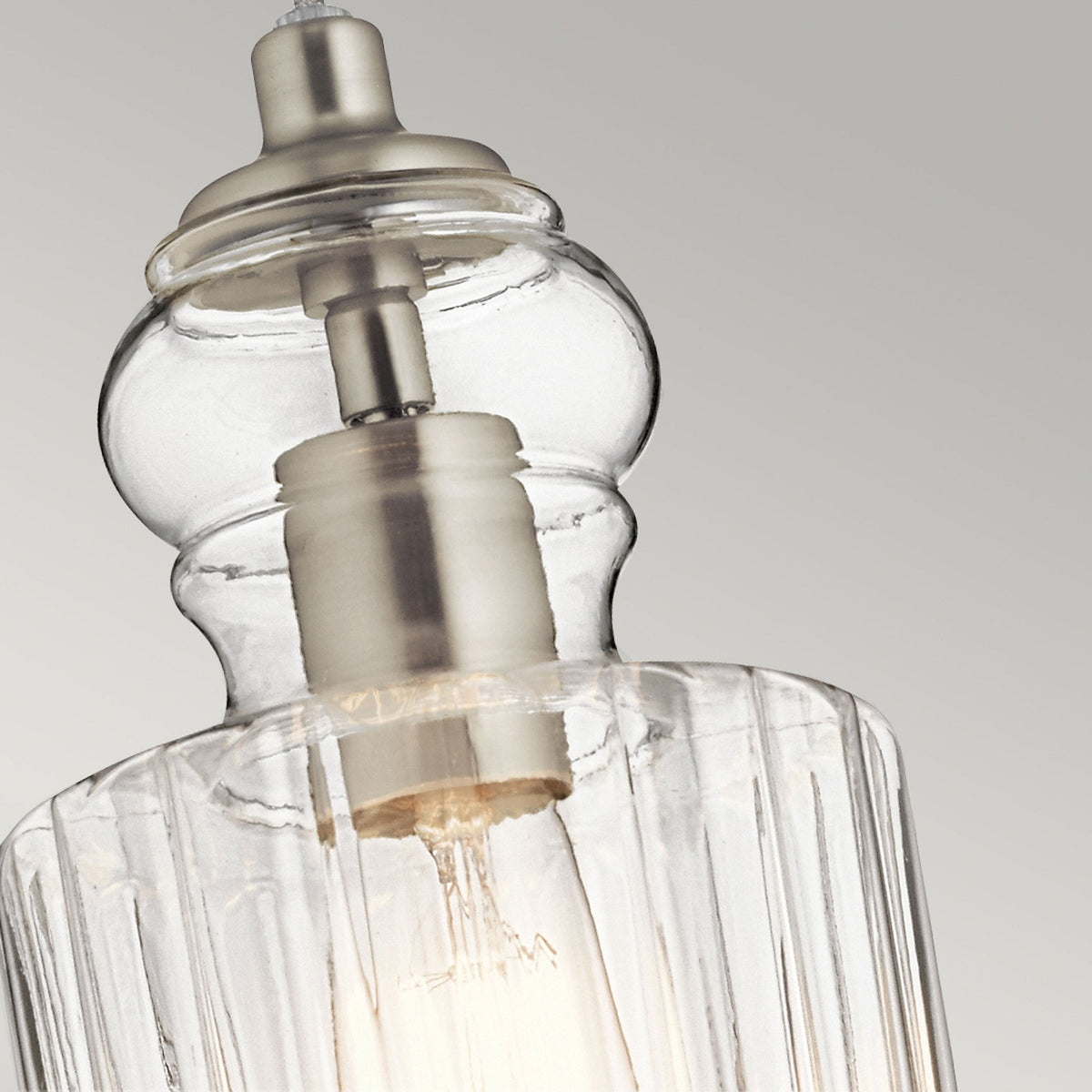 Riviera Style B Single Pendant in Brushed Nickel with Glass Shade