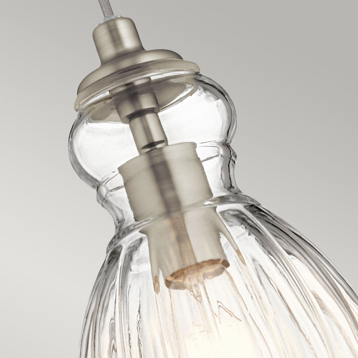 Riviera Style C Single Pendant in Brushed Nickel with Glass Shade