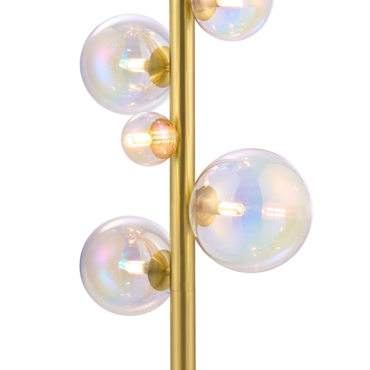 Shute 11lt Floor Lamp in Satin Gold & Iridescent Plated Glass