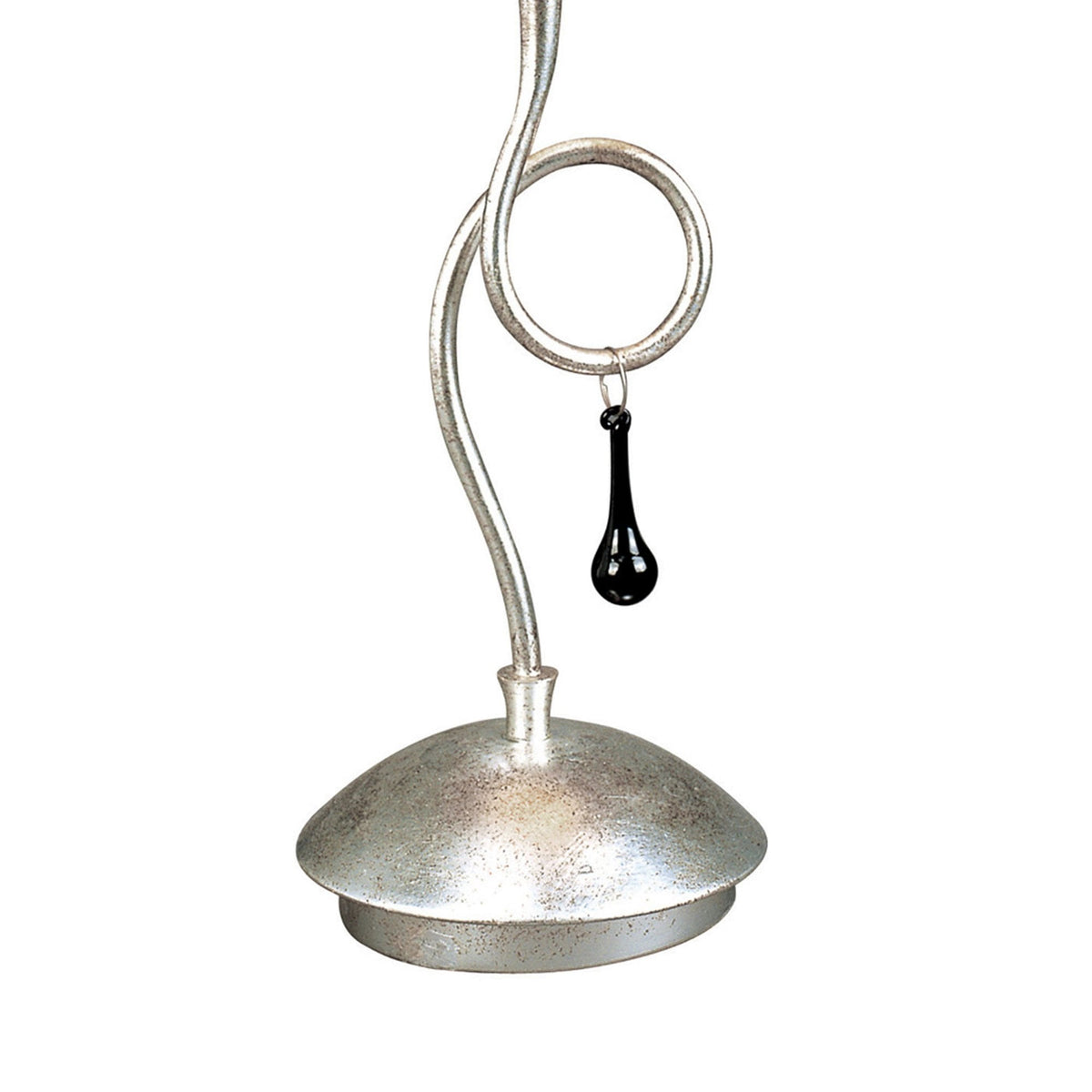 Paola Table Lamp In Painted Silver & Black With Cream Fabric Shade