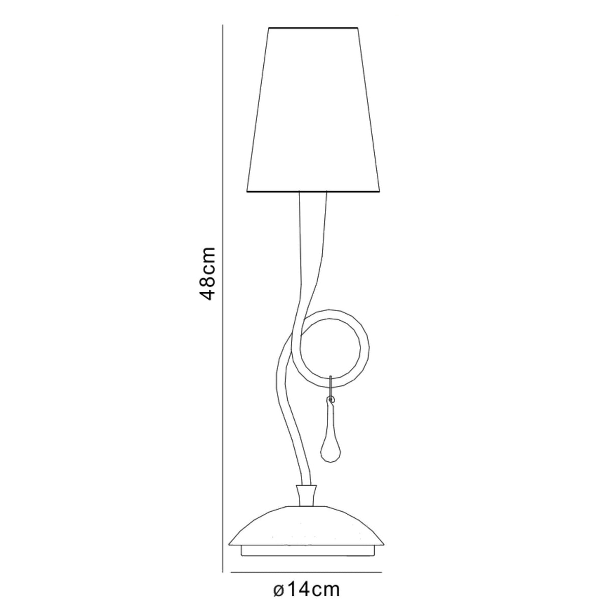 Paola Table Lamp In Painted Silver & Black With Cream Fabric Shade