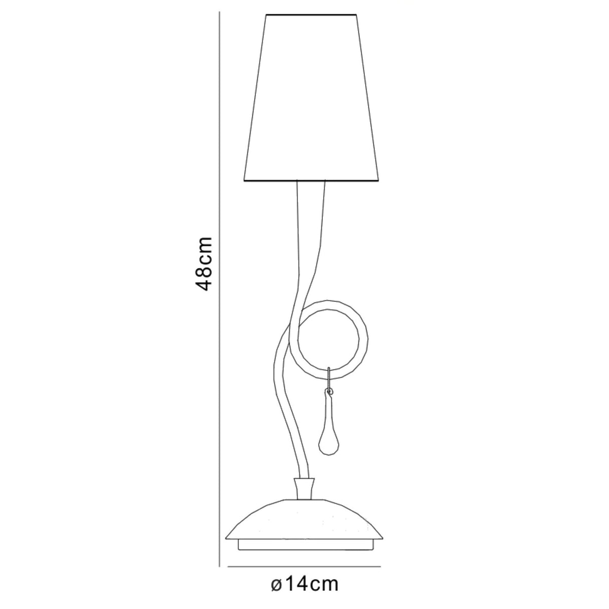 Paola Table Lamp In Painted Gold & Amber With Black Fabric Shade