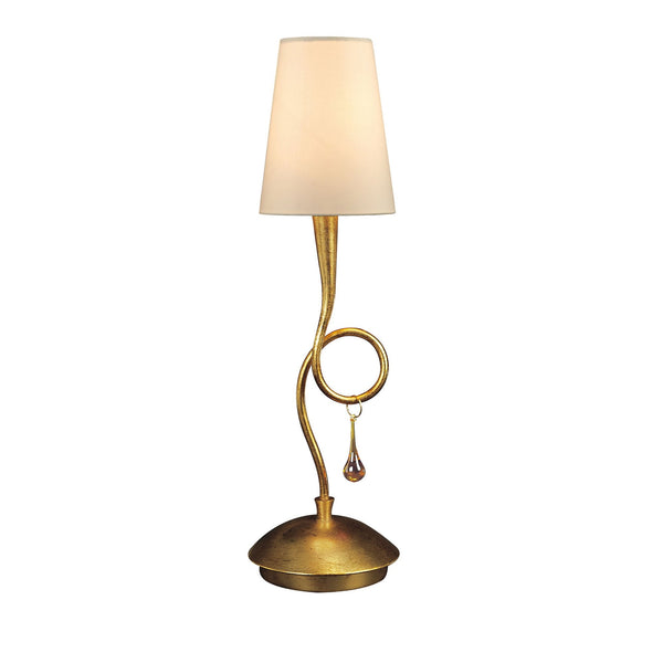 Paola Table Lamp In Painted Gold & Amber With Cream Fabric Shade