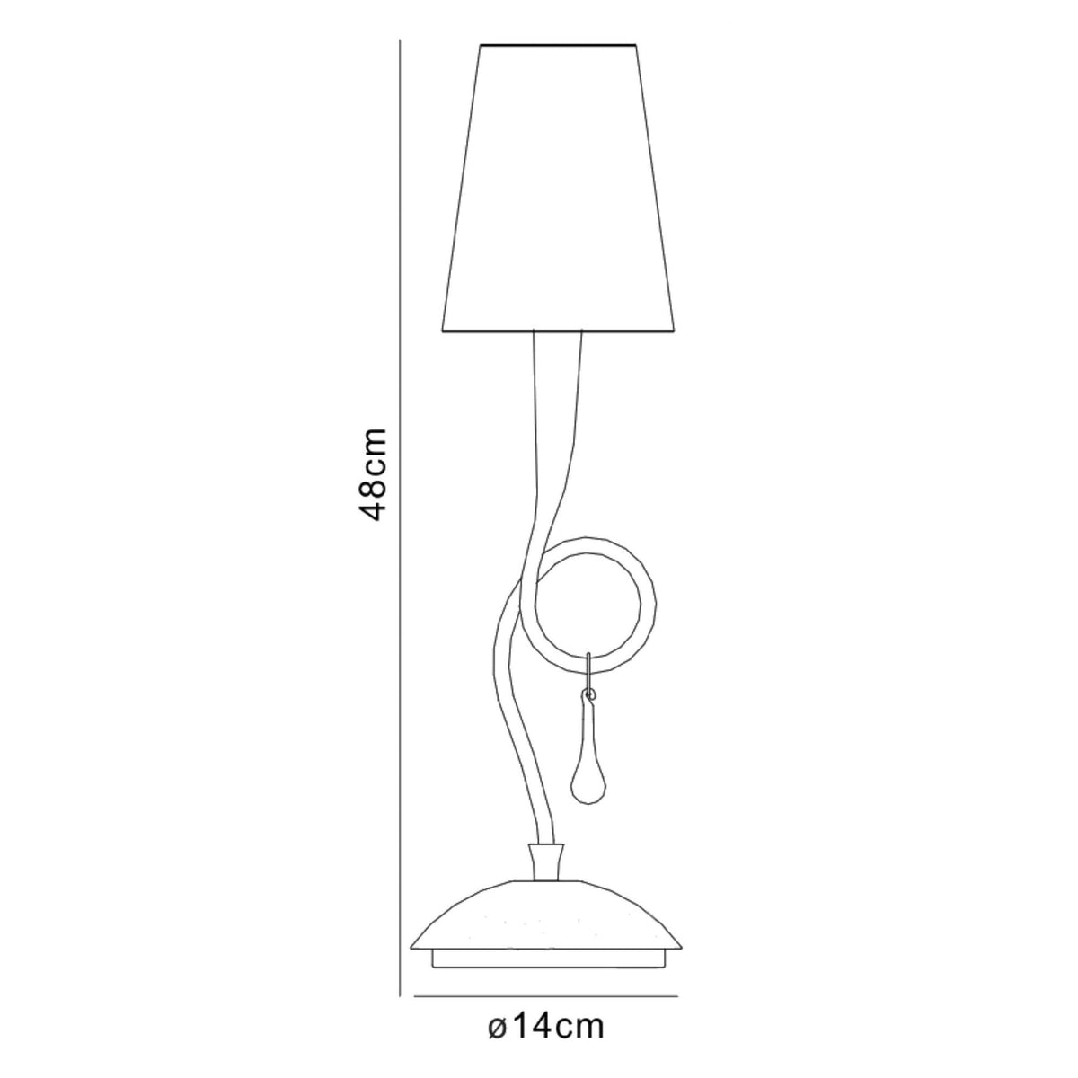 Paola Table Lamp In Painted Gold & Amber With Cream Fabric Shade