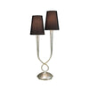 Paola Twin Table Lamp In Painted Silver With Black Fabric Shades
