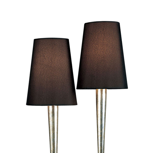 Paola Twin Table Lamp In Painted Silver With Black Fabric Shades