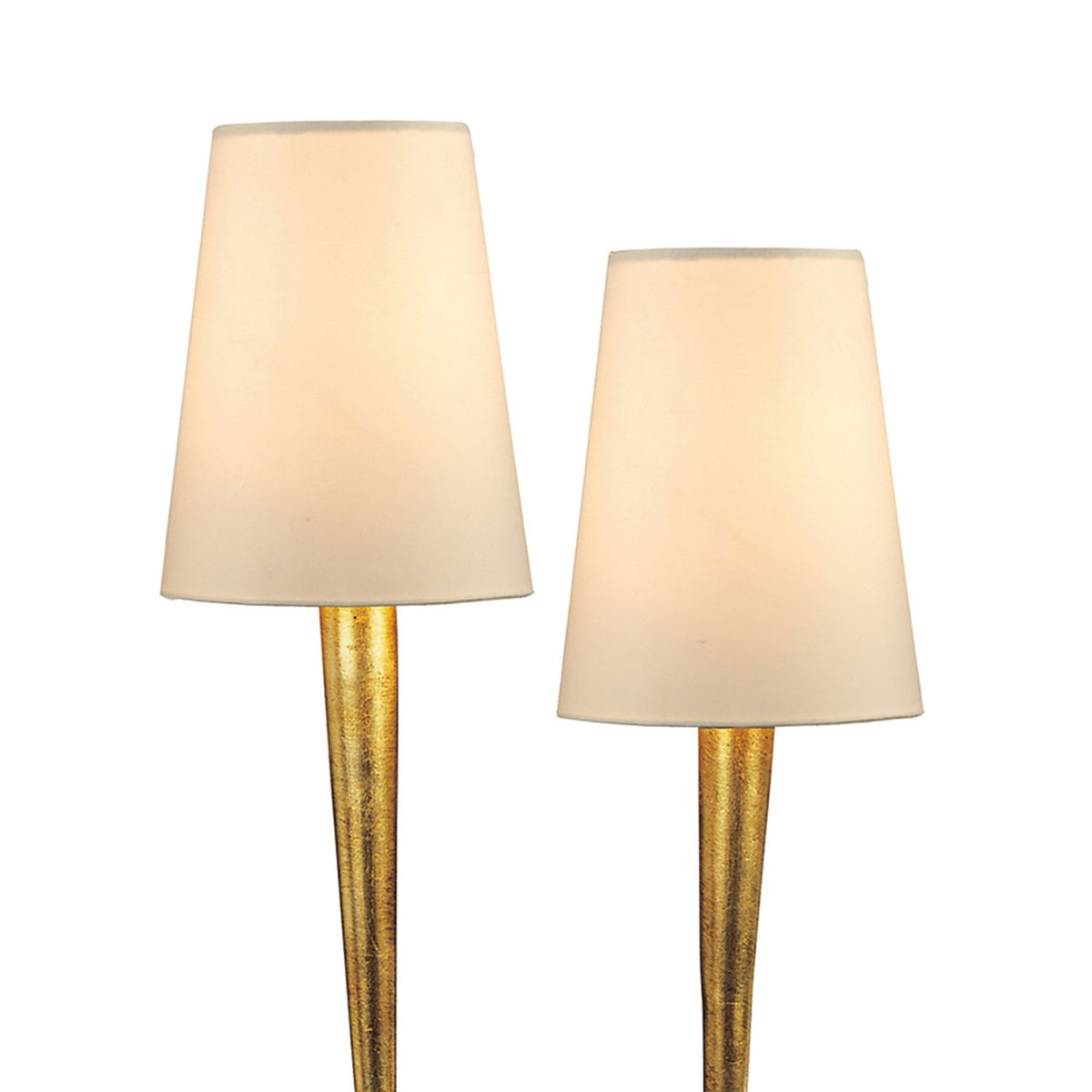 Paola Twin Table Lamp In Painted Gold With Cream Fabric Shades