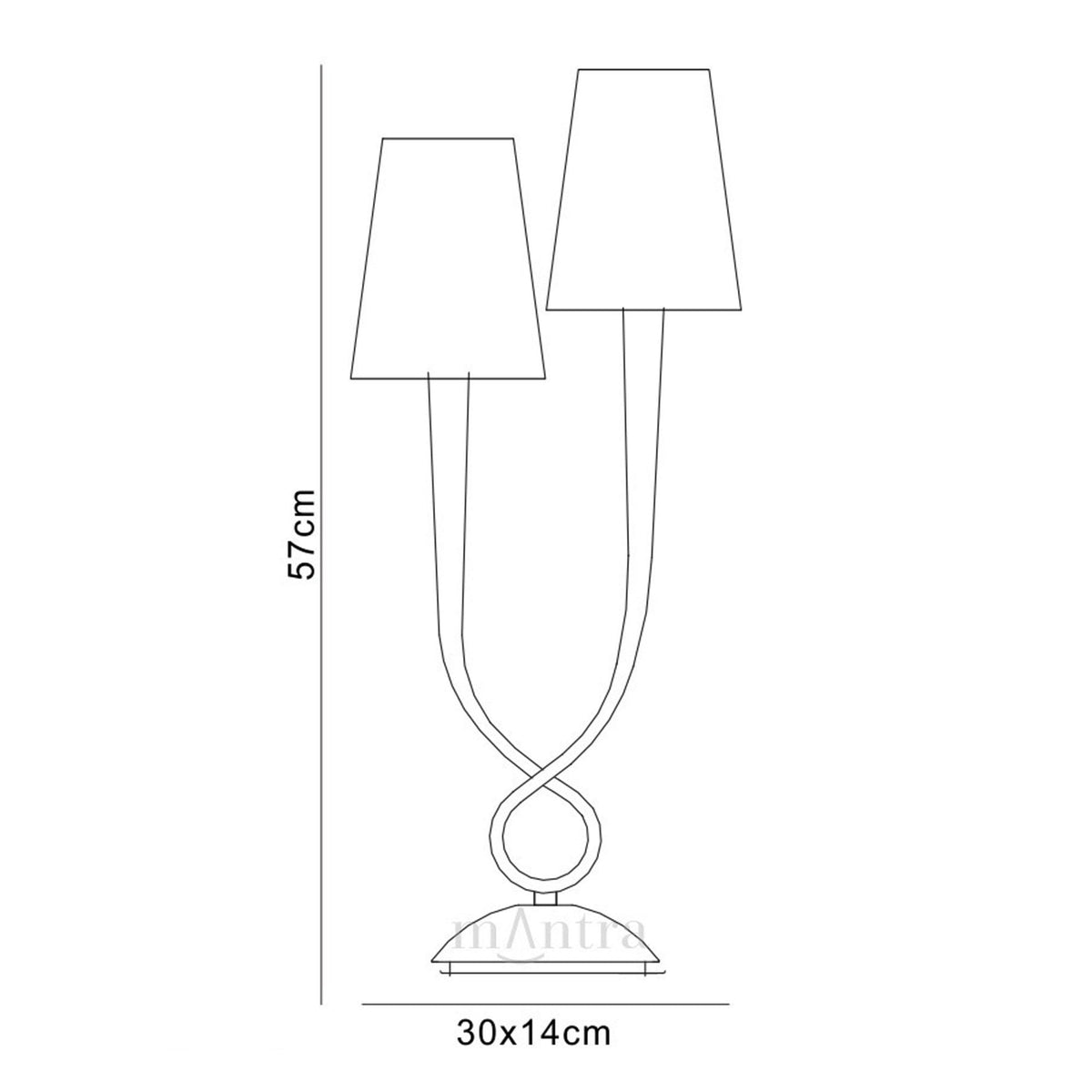 Paola Twin Table Lamp In Painted Gold With Cream Fabric Shades