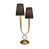 Paola Twin Table Lamp In Painted Gold With Black Fabric Shades