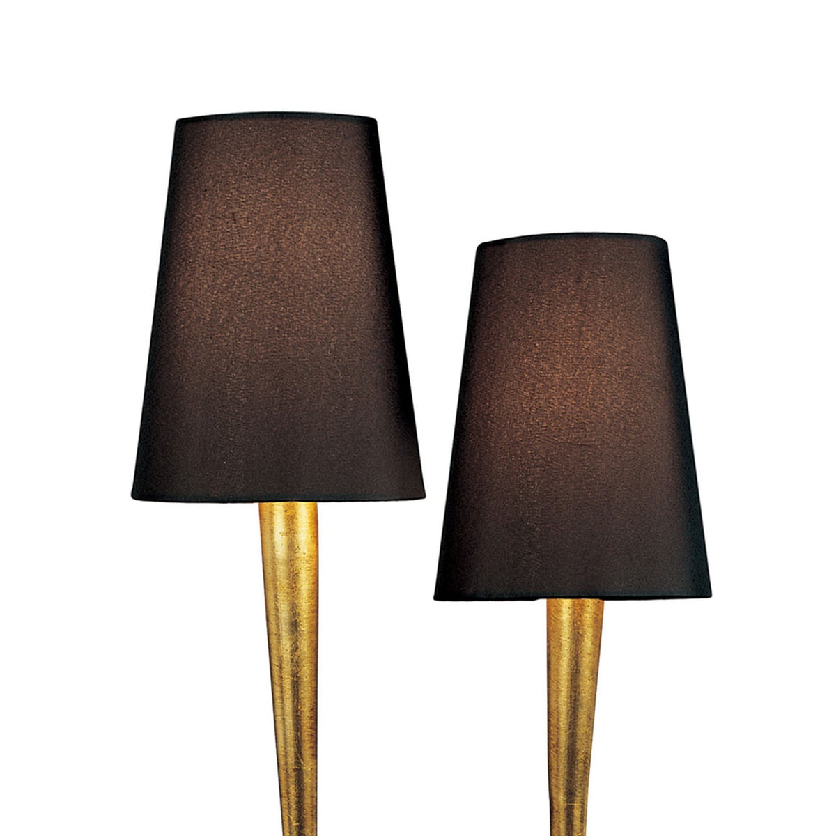 Paola Twin Table Lamp In Painted Gold With Black Fabric Shades