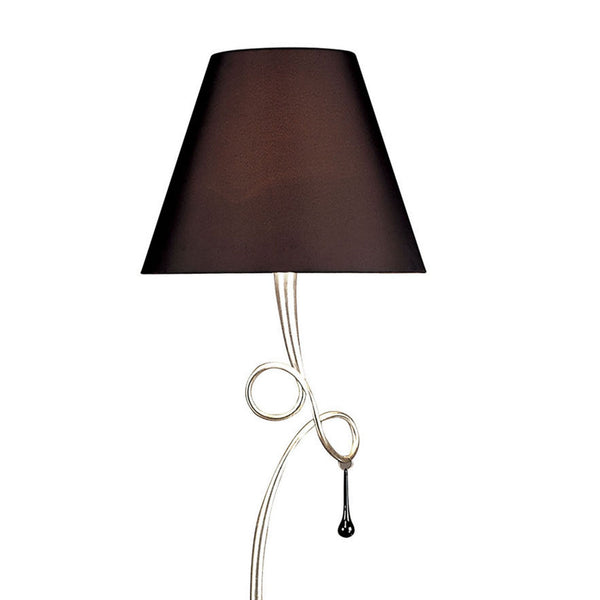 Paola Floor Lamp In Painted Silver & Black With Black Fabric Shade
