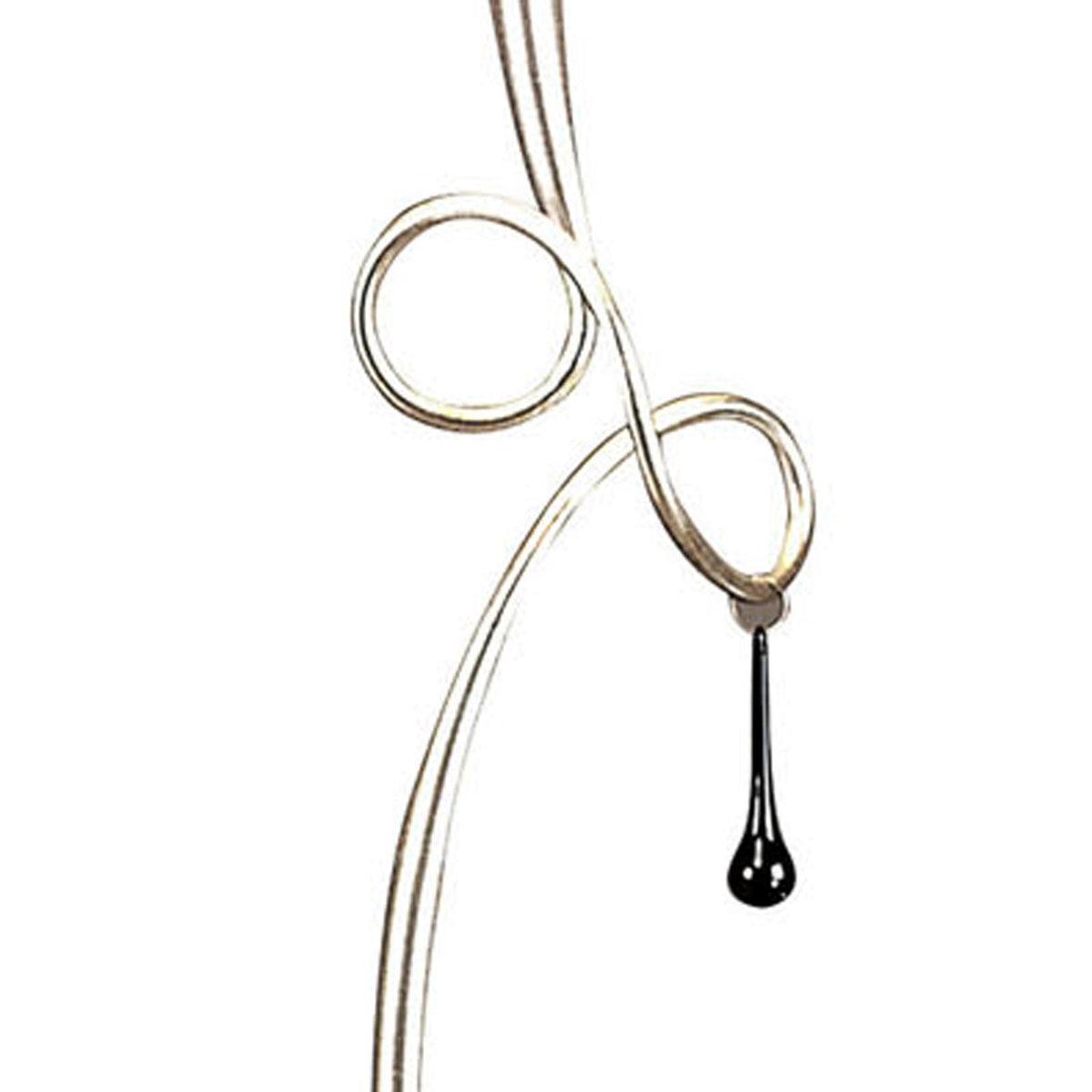 Paola Floor Lamp In Painted Silver & Black With Black Fabric Shade