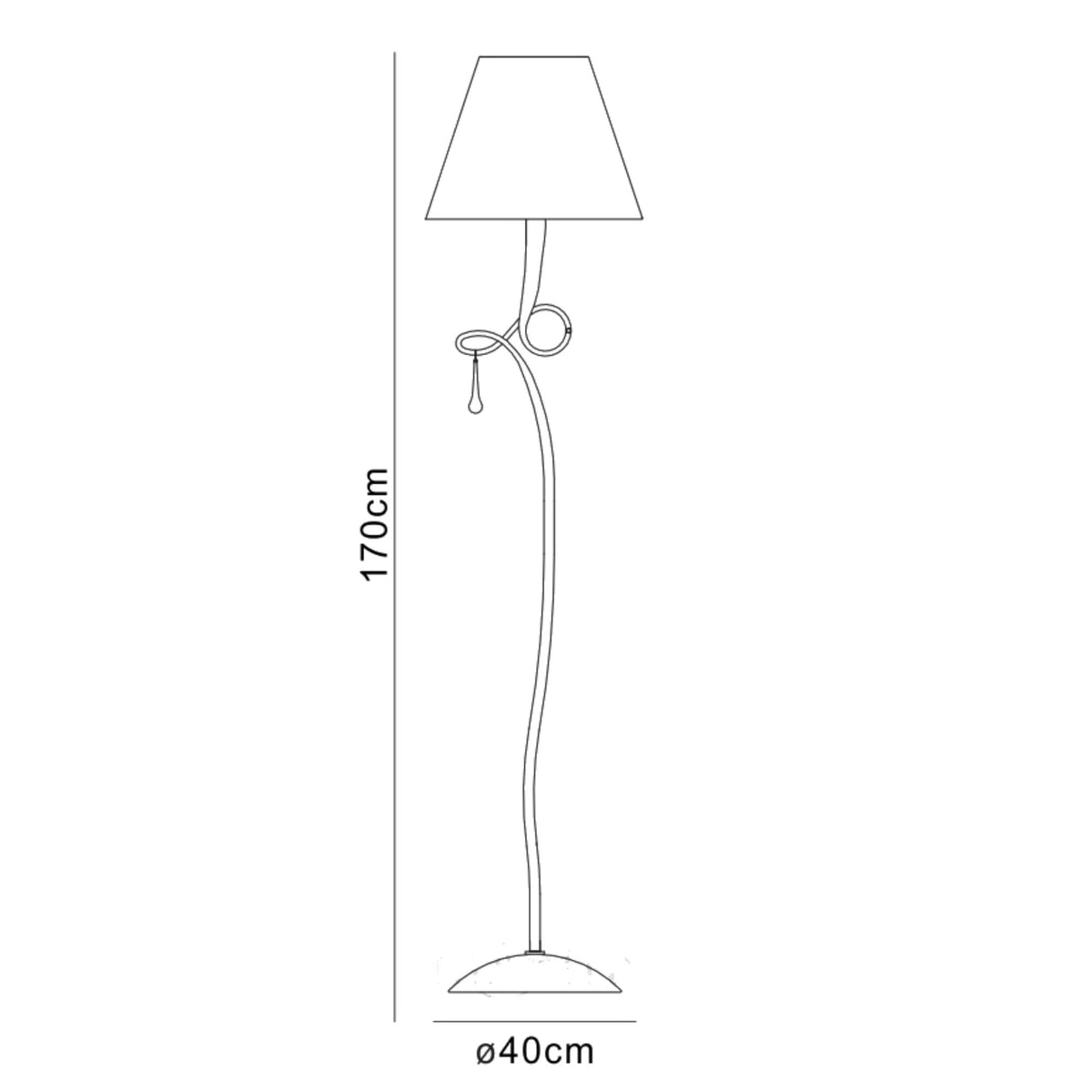 Paola Floor Lamp In Painted Silver & Black With Black Fabric Shade