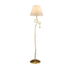 Paola Floor Lamp In Painted Gold & Amber With Cream Fabric Shades