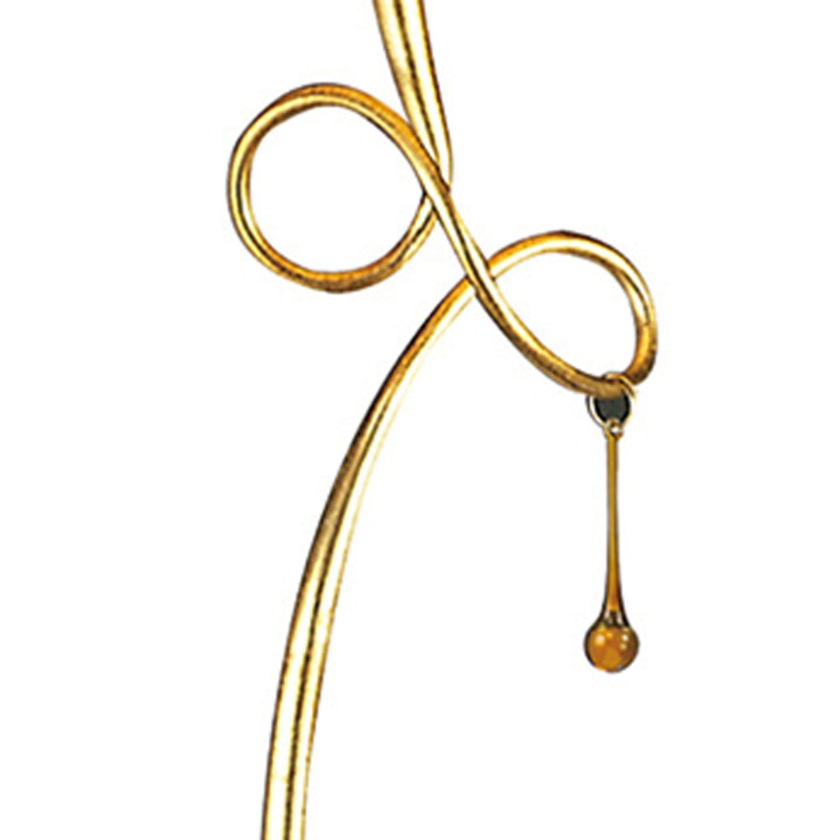 Paola Floor Lamp In Painted Gold & Amber With Black Fabric Shades