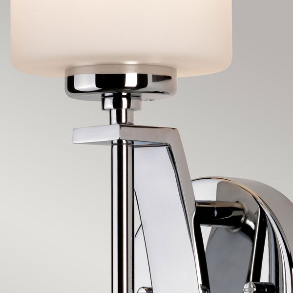 Taylor Long Single IP44 Wall Light in Polished Chrome with Opal Etched Glass