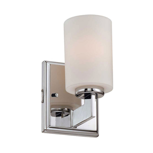 Taylor Short Single IP44 Wall Light in Polished Chrome with Opal Etched Glass