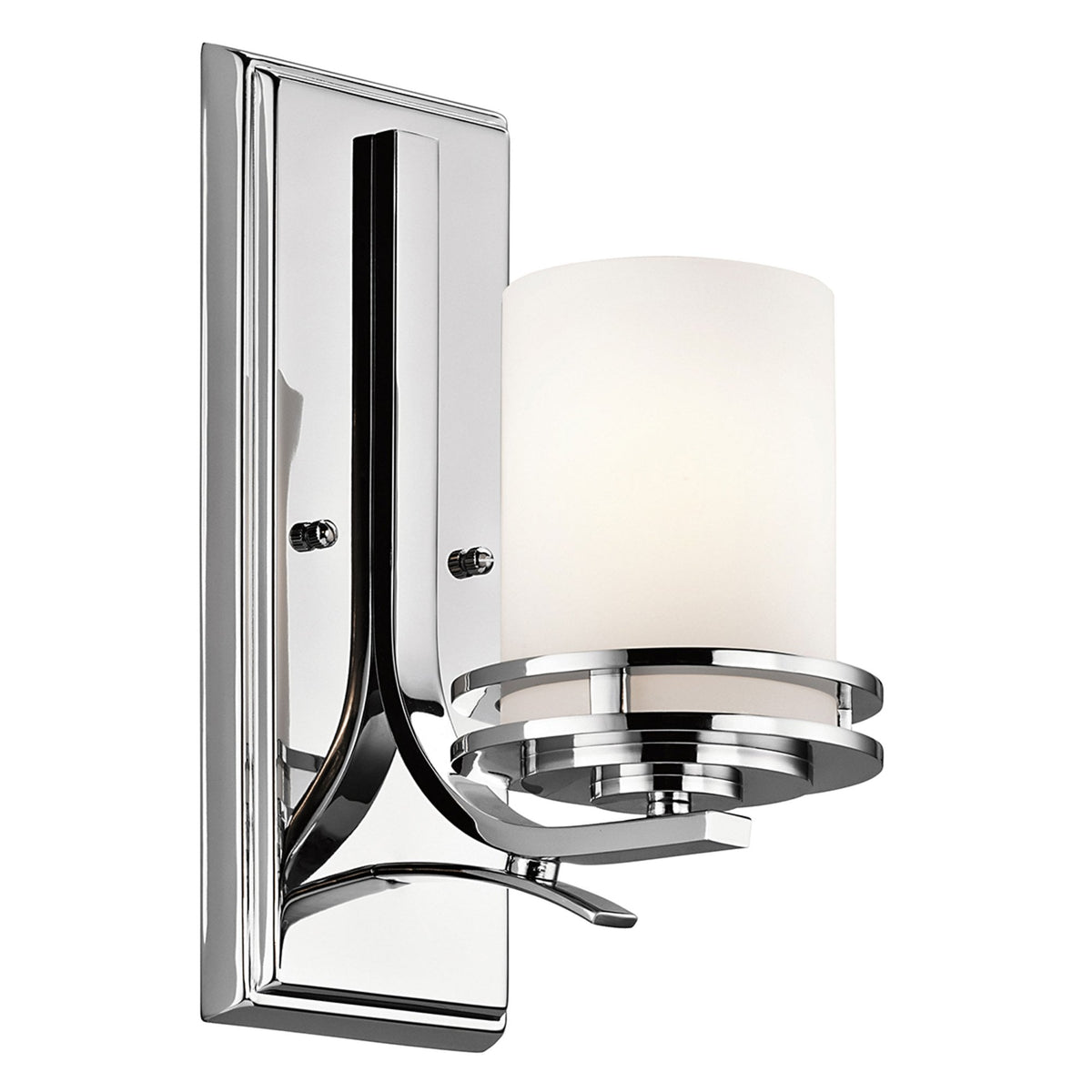 Hendrik Single IP44 Wall Light in Polished Chrome with Satin Etched Opal Glass