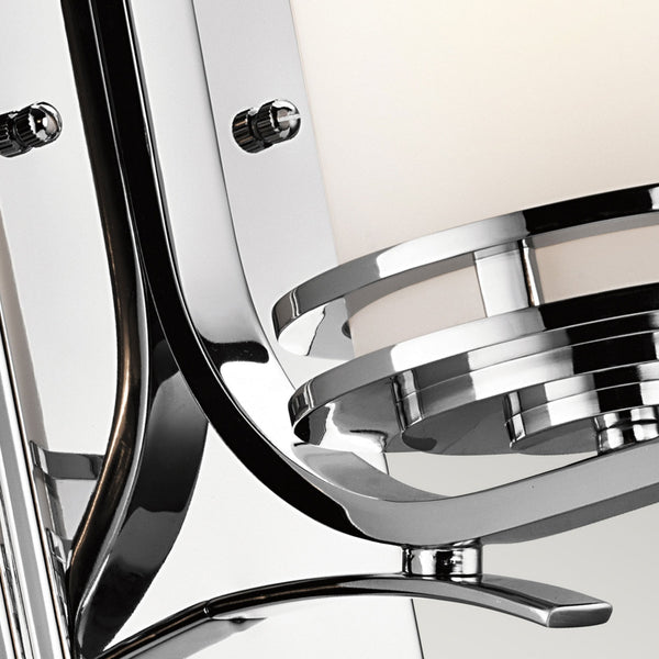 Hendrik Single IP44 Wall Light in Polished Chrome with Satin Etched Opal Glass