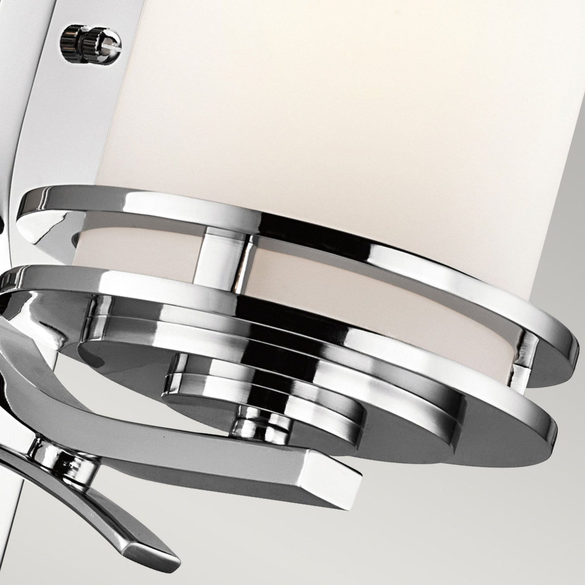 Hendrik Single IP44 Wall Light in Polished Chrome with Satin Etched Opal Glass