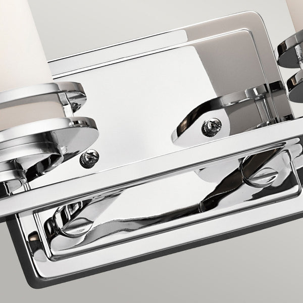 Hendrik Twin IP44 Wall Light in Polished Chrome with Satin Etched Opal Glass