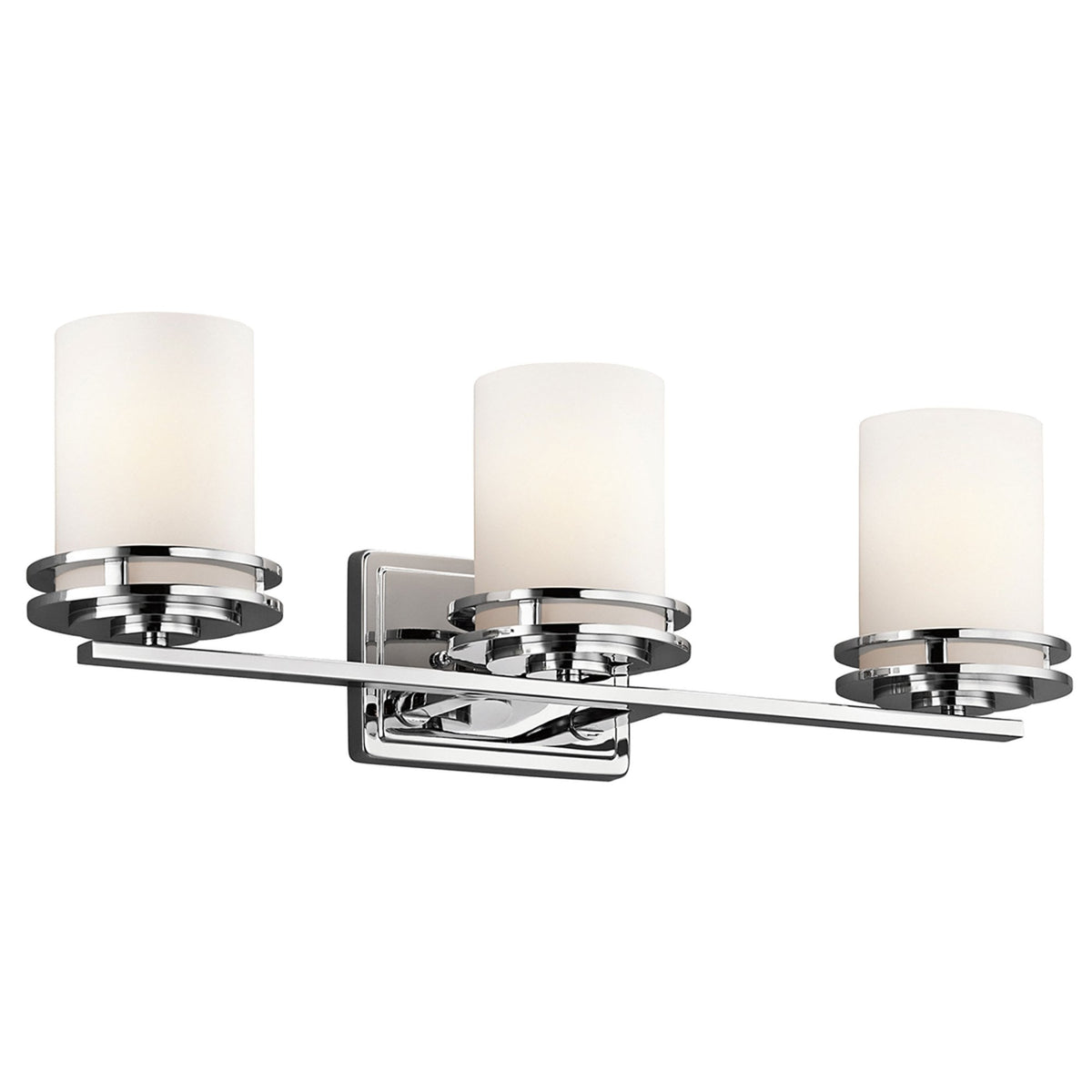 Hendrik Triple IP44 Wall Light in Polished Chrome with Satin Etched Opal Glass