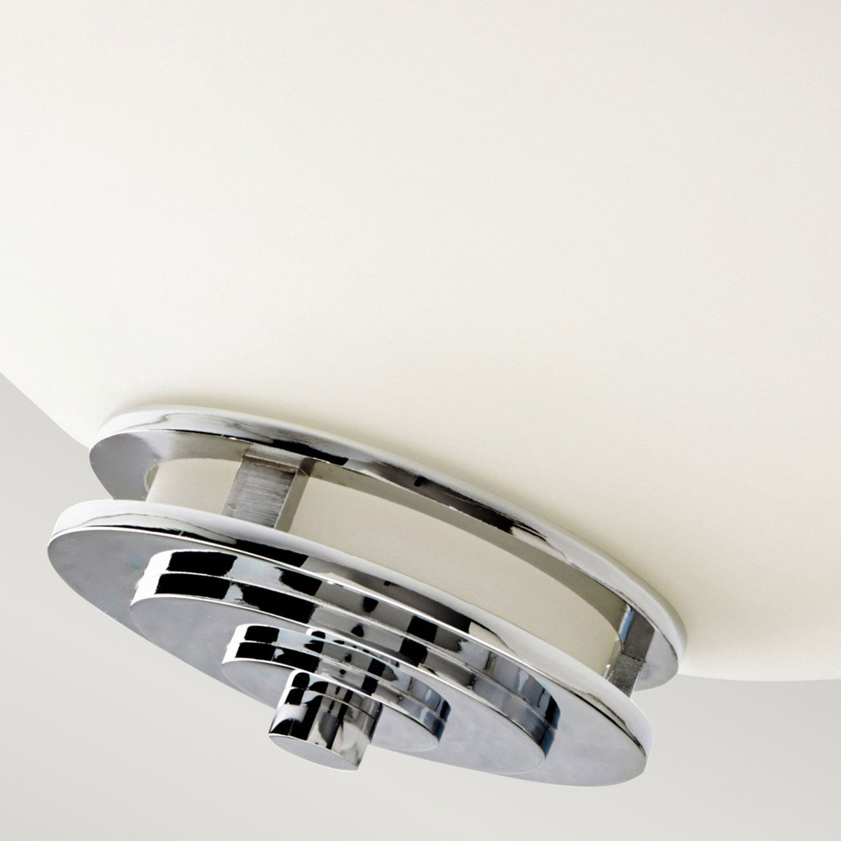 Hendrik IP44 Semi Flush Ceiling Light in Polished Chrome with Satin Etched Opal Glass