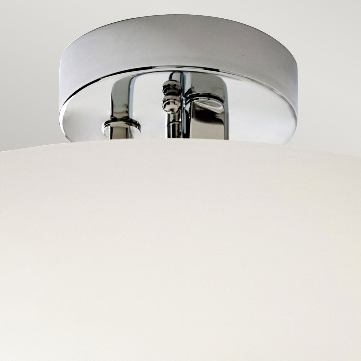 Hendrik IP44 Semi Flush Ceiling Light in Polished Chrome with Satin Etched Opal Glass