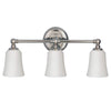 Huguenot Lake IP44 Triple Wall Light in Polished Chrome & Opal Glass