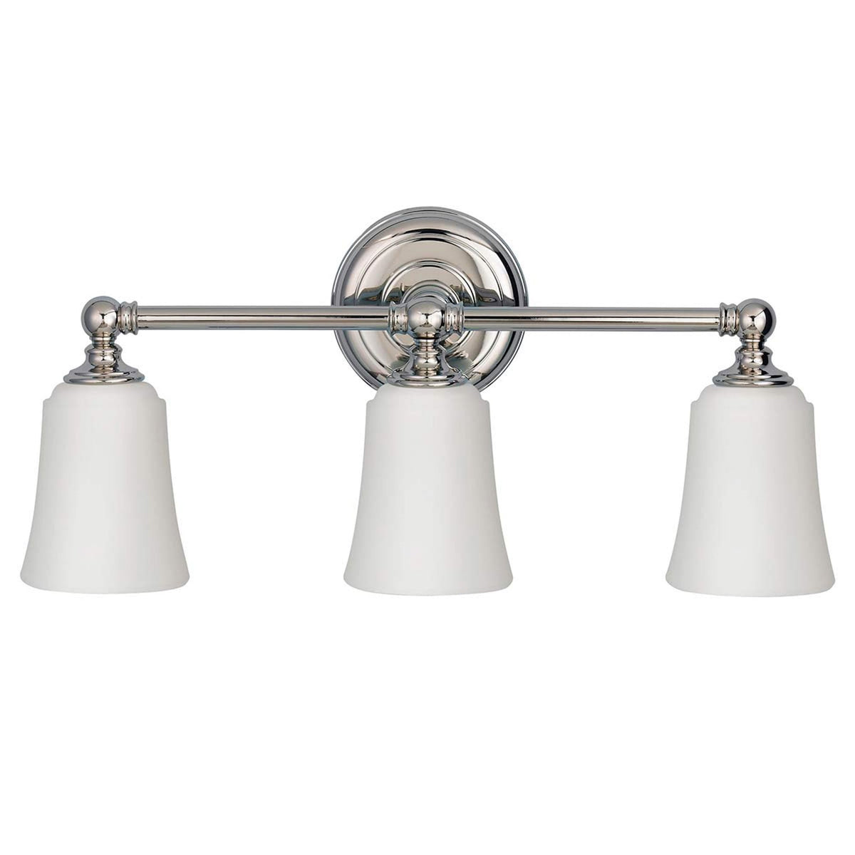 Huguenot Lake IP44 Triple Wall Light in Polished Chrome & Opal Glass