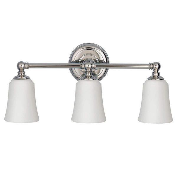 Huguenot Lake IP44 Triple Wall Light in Polished Chrome & Opal Glass
