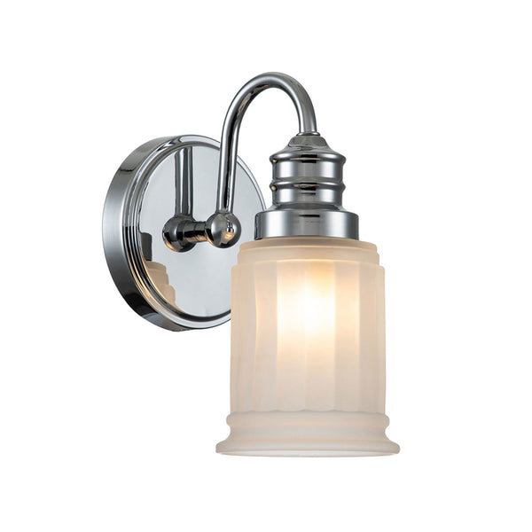 Swell Single IP44 Wall Light in Polished Chrome with Frosted Glass