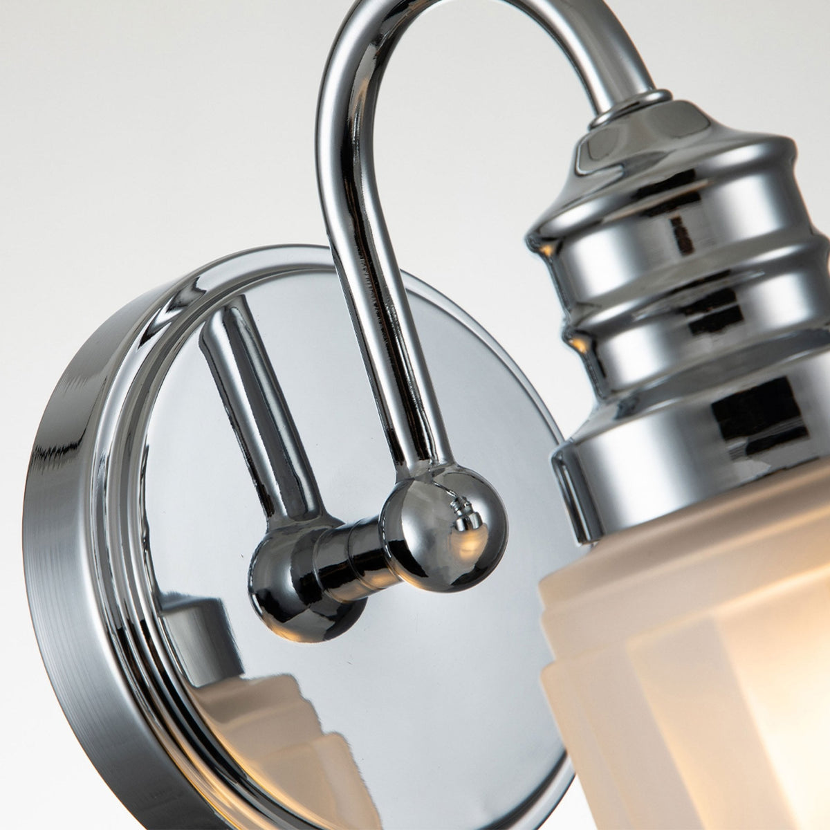 Swell Single IP44 Wall Light in Polished Chrome with Frosted Glass