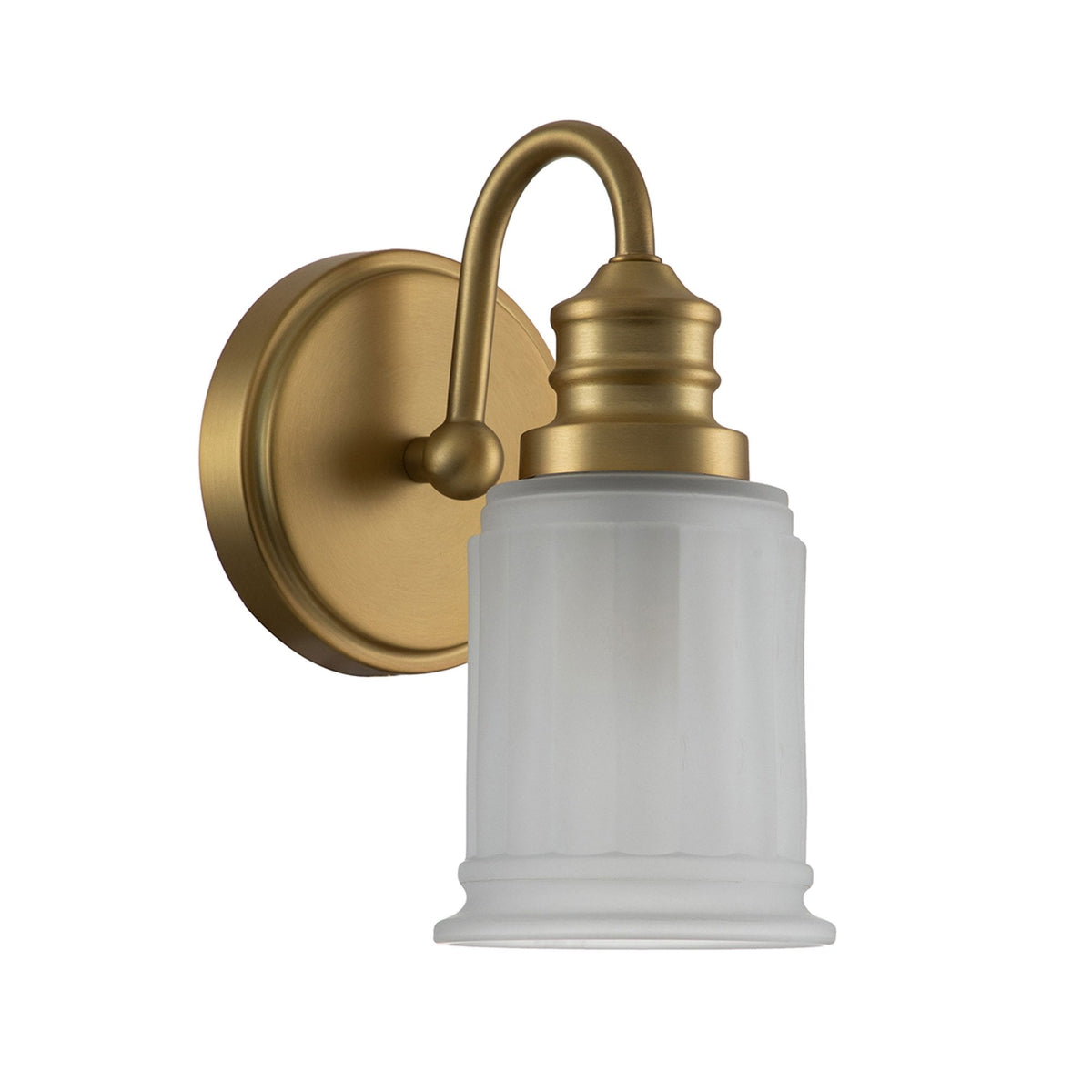 Swell Single IP44 Wall Light in Burnished Brass with Frosted Glass