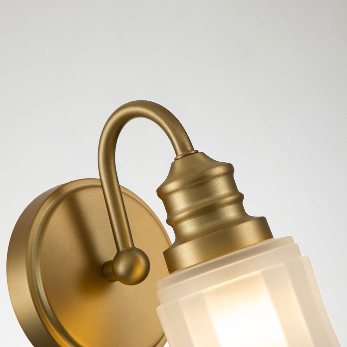 Swell Single IP44 Wall Light in Burnished Brass with Frosted Glass