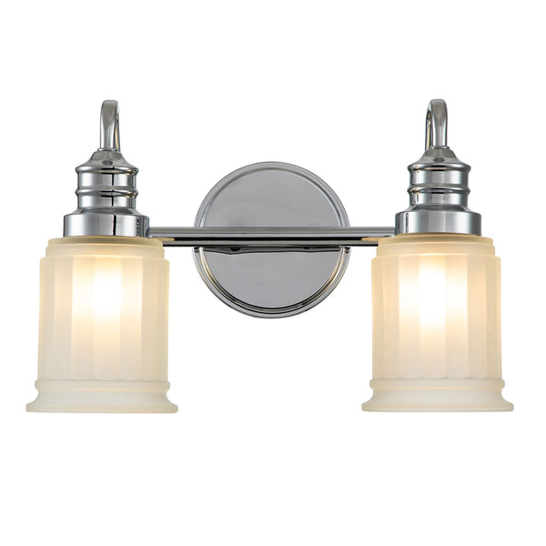 Swell Twin IP44 Wall Light in Polished Chrome with Frosted Glass