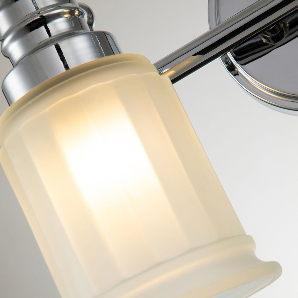 Swell Twin IP44 Wall Light in Polished Chrome with Frosted Glass
