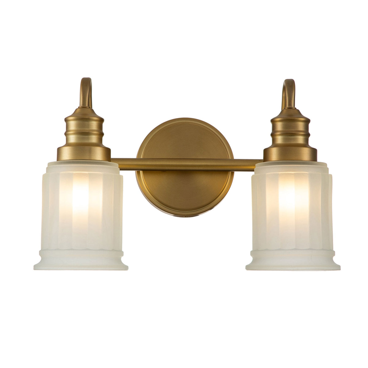 Swell Twin IP44 Wall Light in Burnished Brass with Frosted Glass