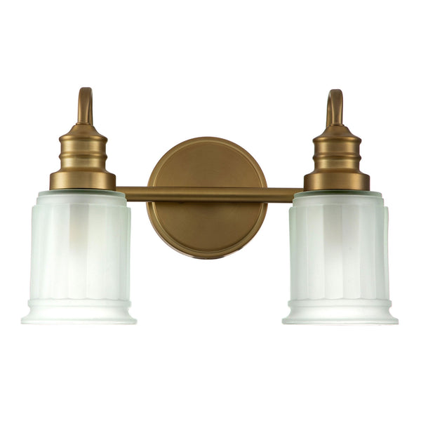 Swell Twin IP44 Wall Light in Burnished Brass with Frosted Glass
