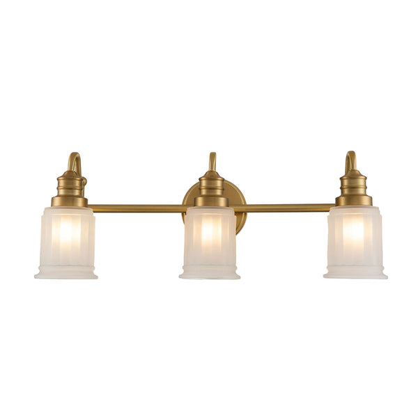 Swell Triple IP44 Wall Light in Burnished Brass with Frosted Glass