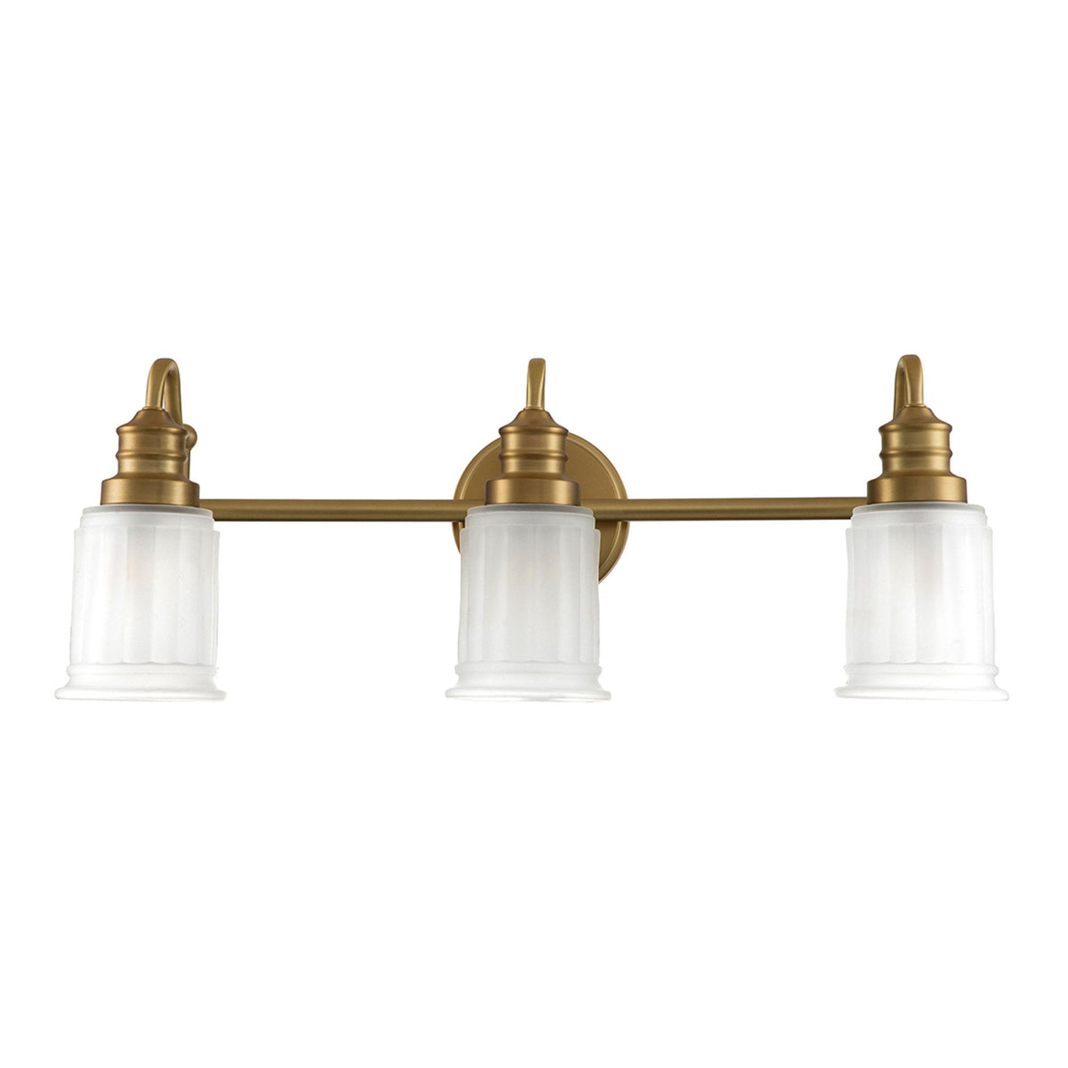 Swell Triple IP44 Wall Light in Burnished Brass with Frosted Glass