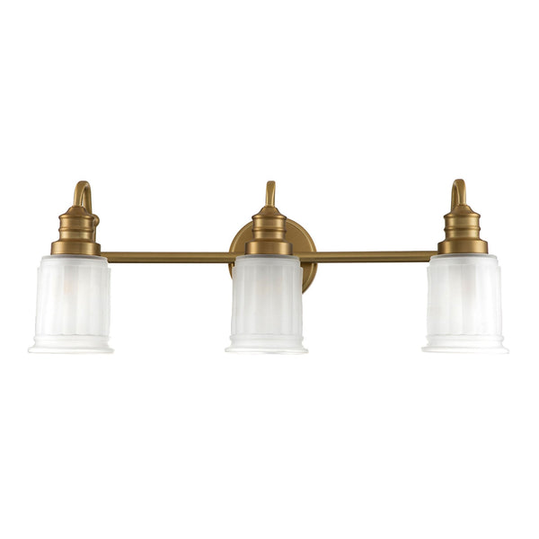 Swell Triple IP44 Wall Light in Burnished Brass with Frosted Glass