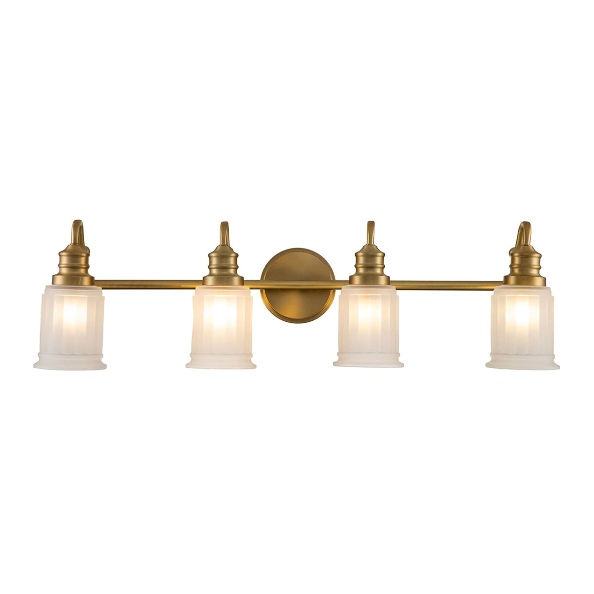 Swell Four Lamp IP44 Wall Light in Burnished Brass with Frosted Glass